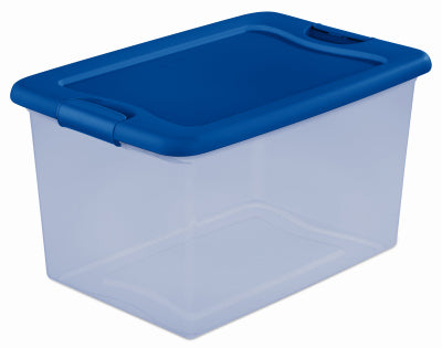 Caja de almacenamiento con pestillo, azul, 64 cuartos de galón (paquete de 6)