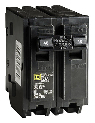 Square D Hom240cp 40a 2p 120/240v Standard Miniature Circuit Breaker Plug-In Mount