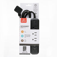 Globe Electric Designer 6 ft. L 3 outlets Power Strip with USB Ports Black 300 J (Pack of 8)