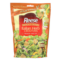 Crutones de grano entero Reese - Hierbas italianas - Caja de 12 - 5 oz.