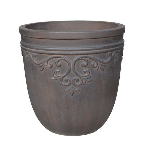 Southern Patio GRC Brown Cement Round Midrise UV-Resistant Planter 13-3/4 L x 14-1/2 H x 14 W in.