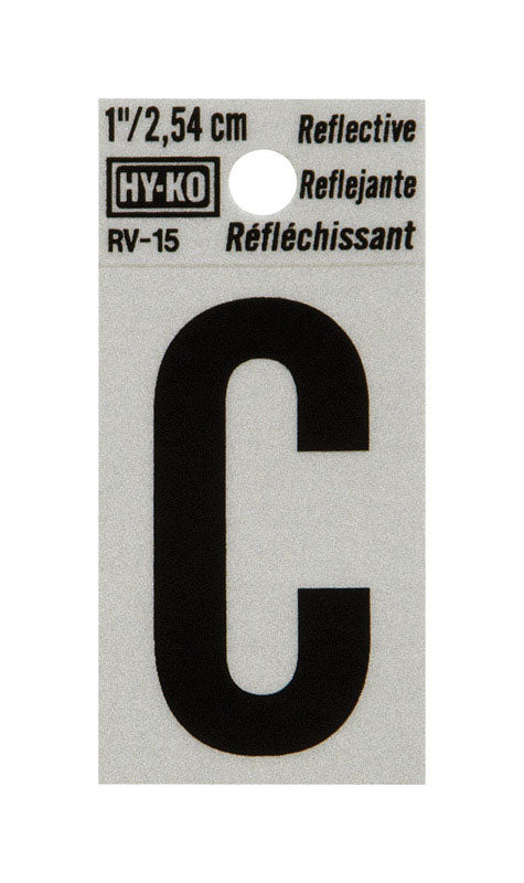 Hy-Ko 1 in. Reflective Black Vinyl Letter C Self-Adhesive 1 pc. (Pack of 10)