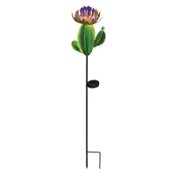 Regal Art & Gift Multicolored Acrylic/Metal 35.5 in. H Barrel Cactus Solar Garden Stake