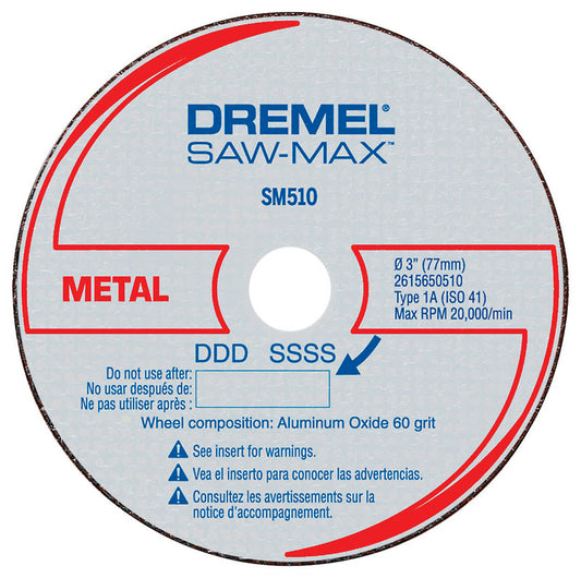 Dremel Saw-Max 3 in. D X 3/8 in. Aluminum Oxide Metal Cut-Off Wheel 3 pc