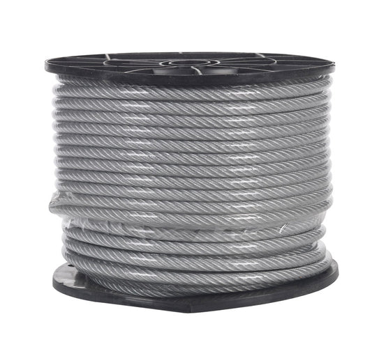 Campbell Clear Vinyl Galvanized Steel 1/4 in. D X 200 ft. L Aircraft Cable