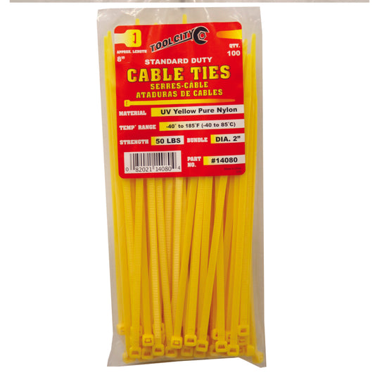 Tool City 8 in. L Yellow Cable Tie 100 pk