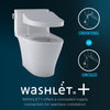 TOTO® WASHLET®+ Aquia IV® Cube Two-Piece Elongated Dual Flush 1.28 and 0.8 GPF Toilet with Auto Flush S500e Bidet Seat, Cotton White - MW4363046CEMFGA#01