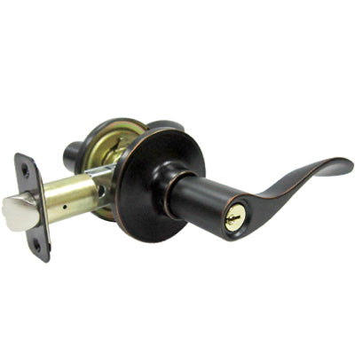 Reversible Bergamo Wave Entry Lever Lockset, Aged Bronze (Pack of 2)