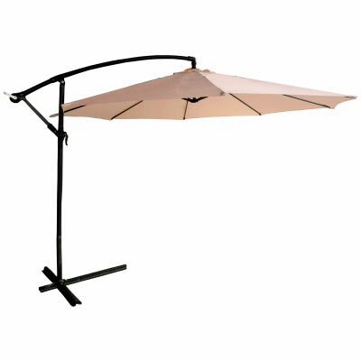 Offset Patio Umbrella, Aluminum Pole, Beige Fabric, 11.5-Ft.
