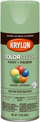 COLORmaxx Spray Paint + Primer, Satin Pistachio, 12-oz. (Pack of 6)