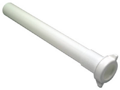 Lavatory Drain Extension Tube, White Plastic, 1.25 O.D. x 12-In.