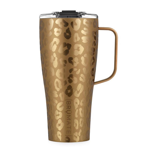 BruMate Toddy XL 32 oz Leopard Gold BPA Free Insulated Mug