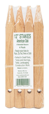 Madison Mill 12 in. H X 0.9 in. W Oak Landscaping Stakes 4 pk