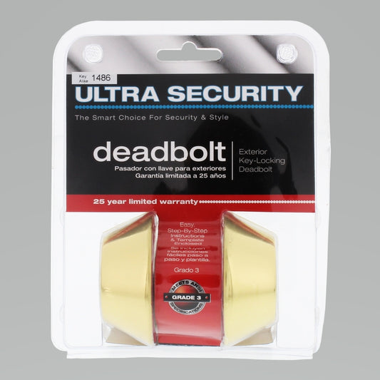 Ultra Security Polished Brass Metal Double Cylinder Deadbolt