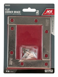 Crnr Brace Flat 4x3/4"Ss (Pack of 5)