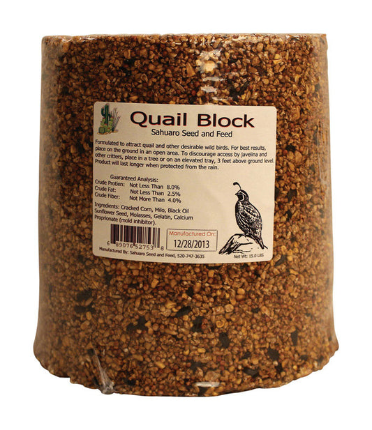 Sahuaro Seed Quail Corn Bird Food Block 15 lb