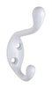 National Hardware White Zinc 1.587 in. L Coat/Hat Hook 75 lb (Pack of 10)