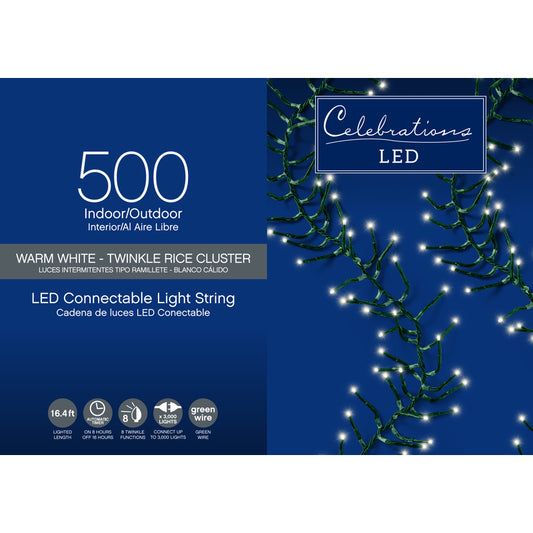 Celebrations LED Clear/Warm White 500 ct String Christmas Lights