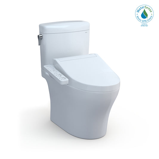 TOTO® WASHLET®+ Aquia IV® 1G® Cube Two-Piece Elongated Dual Flush 1.0 and 0.8 GPF Toilet with C2 Bidet Seat, Cotton White - MW4363074CUMFG#01