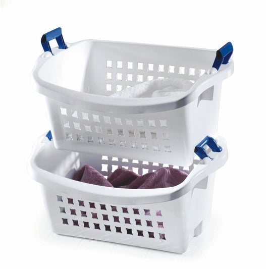 Rubbermaid FG292800WHT White Stack'n Sort Laundry Basket (Pack of 6)