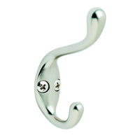 Amerock  3-5/16 in. L Silver  Zinc  Medium  Coat and Hat  Hook  1 pk