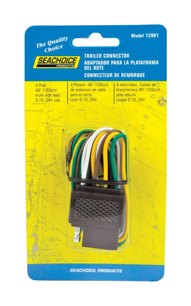 Ush Car Side Molded Flat Plug 4 Pole/48" 6 - 12 -24 V