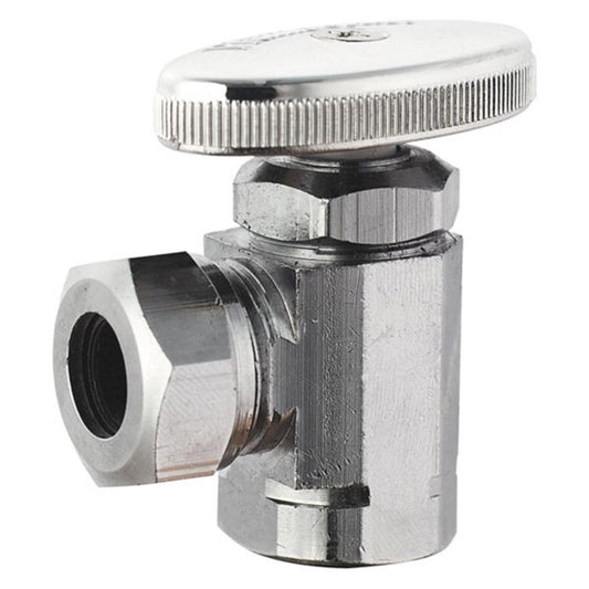 PlumbCraft 1/2 in. FIP in. X 7/16 in. Compression Chrome Plated Angle Valve