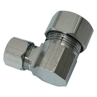 Brass Compression Angle Connector, Chrome-Plated, Lead-Free, 1/2 Copper x 3/8-In. OD