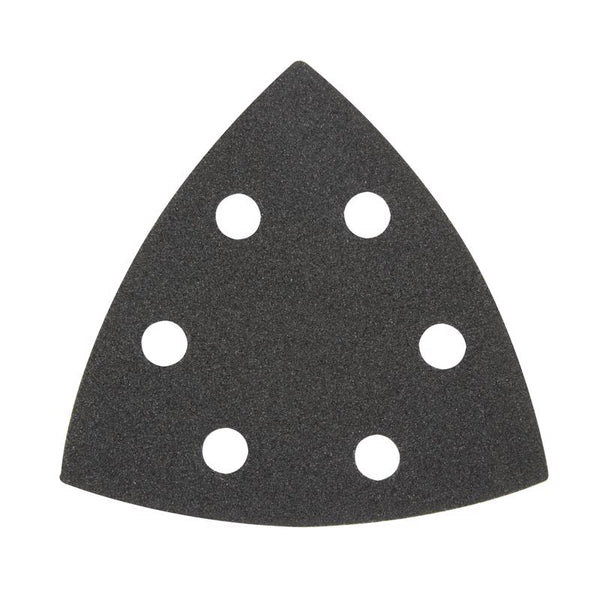 Papel de lija triangular de grano 120 de carburo de silicio de 3-1/2 pulg. de Milwaukee, paquete de 6
