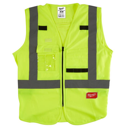 Milwaukee  Polyester  Safety Vest  High Visibility Yellow  L/XL