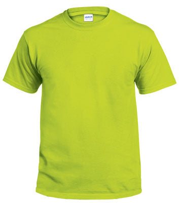 T-Shirt, Short-Sleeve, Safety Green Cotton, XXL (Pack of 2)