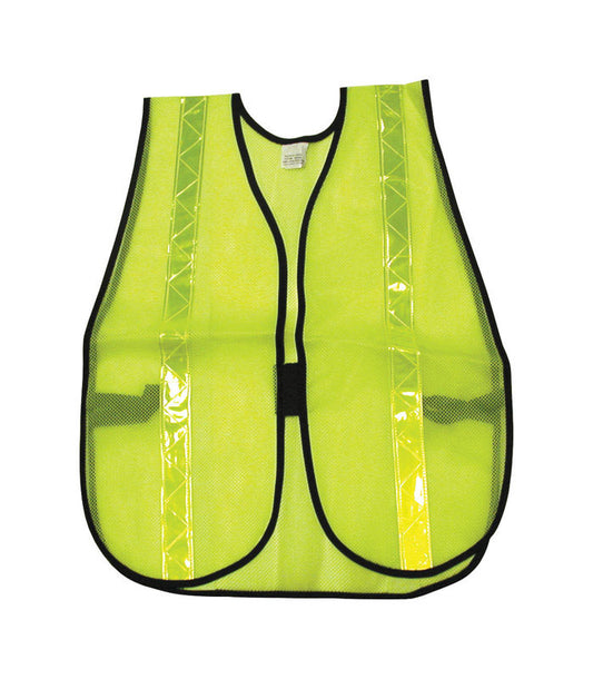 Safety Works Reflective Safety Vest with Reflective Stripe Fluorescent Green One Size Fits All