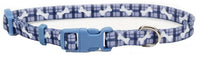 Dog Collar, Adjustable, Plaid/Bones, Nylon, 3/8 x 8-12-In.