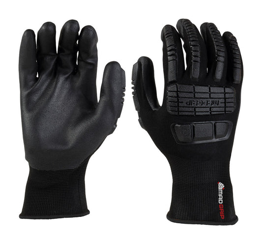 MadGrip Ergo Impact Unisex Coated Work Gloves Black XL 1 pair