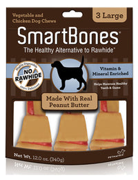 Dog Treats, Large Peanut Butter Chew, 3-Pk.