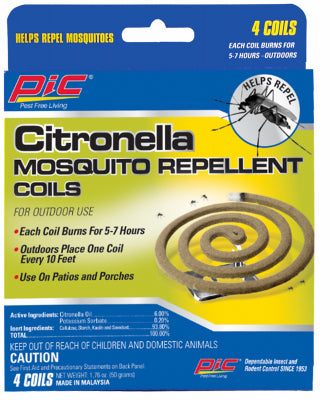 Pic 89474 1.76 Oz Mosquito Repellent Citronella Coils 4 Count