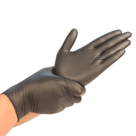 Synguard Nitrile Disposable Gloves Medium Black Powder Free 100 pc