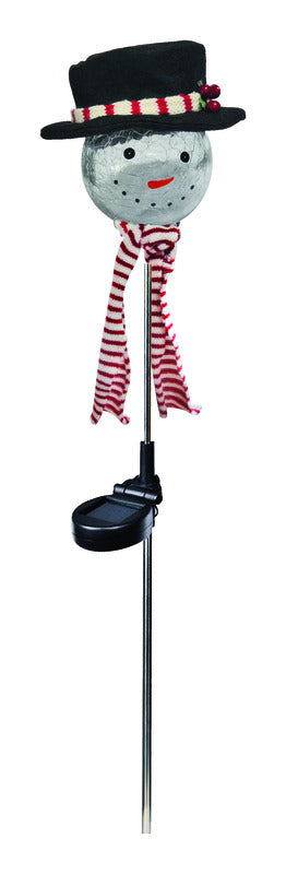 Alpine Snowman Head Stake Christmas Decoration Black/Red/White Glass 1 pk (Pack of 9)
