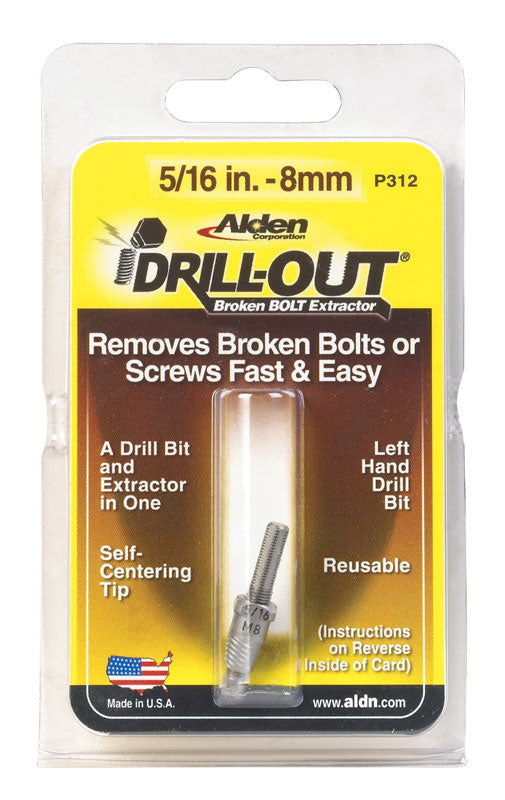 Alden  Grabit Drill-Out  5/16 in.  x 5/16 in. Dia. M2 HSS  Double Ended Bolt Extractor  1 pk