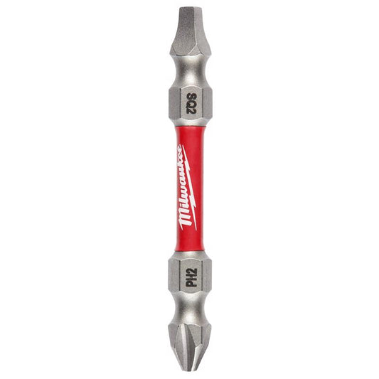 Milwaukee  SHOCKWAVE  Phillips/Square  PH2/SQ2   x 2-3/8 in. L Impact Double-Ended Power Bit  Steel