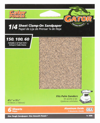 6-Pack 4.5 x 5.5-Inch Assorted-Grit General-Purpose Sandpaper