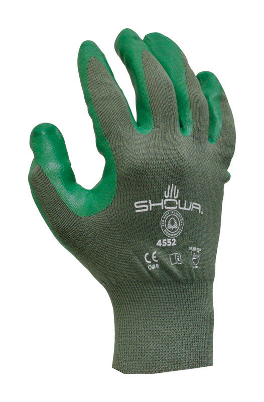 Showa  Unisex  Indoor/Outdoor  Nitrile  Coated  Work Gloves  Green  M