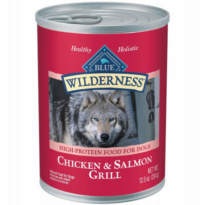 Blue Buffalo  Blue Wilderness  Salmon and Chicken  Dog  Food  Grain Free 12.5 oz. (Pack of 12)