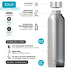 Quokka Stainless Steel Bottle Solid Jet Black 630 ml (Pack of 2)