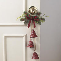 Gerson Red Bell Door Knocker Indoor Christmas Decor 18 in.