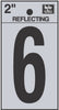Hy-Ko 2 in. Reflective Black Vinyl Number 6 Self-Adhesive 1 pc. (Pack of 10)