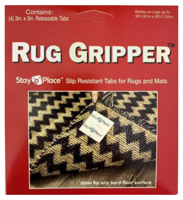 Non-Slip Tabs for Rugs and Mats, 3 x 3-In., 4-Pk.