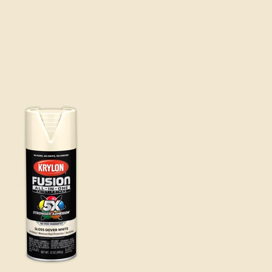 Krylon Fusion All-In-One Gloss Dover White Paint + Primer Spray Paint 12 oz (Pack of 6).