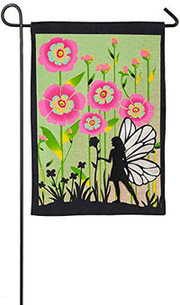 GARDEN FAIRY BURLAP FLAG