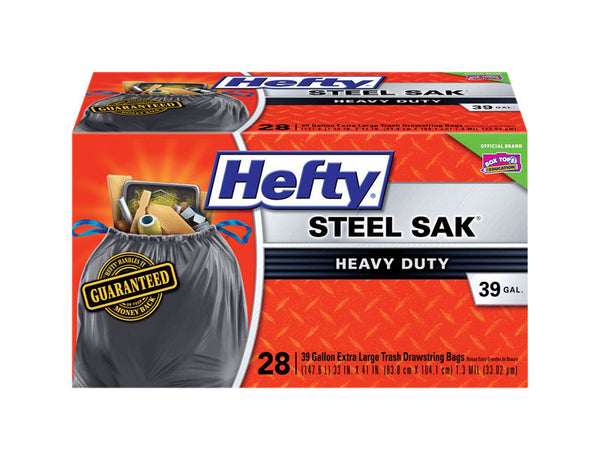 Hefty Steel Sak 39 Gallon Heavy Duty Trash Bags, 28 ct